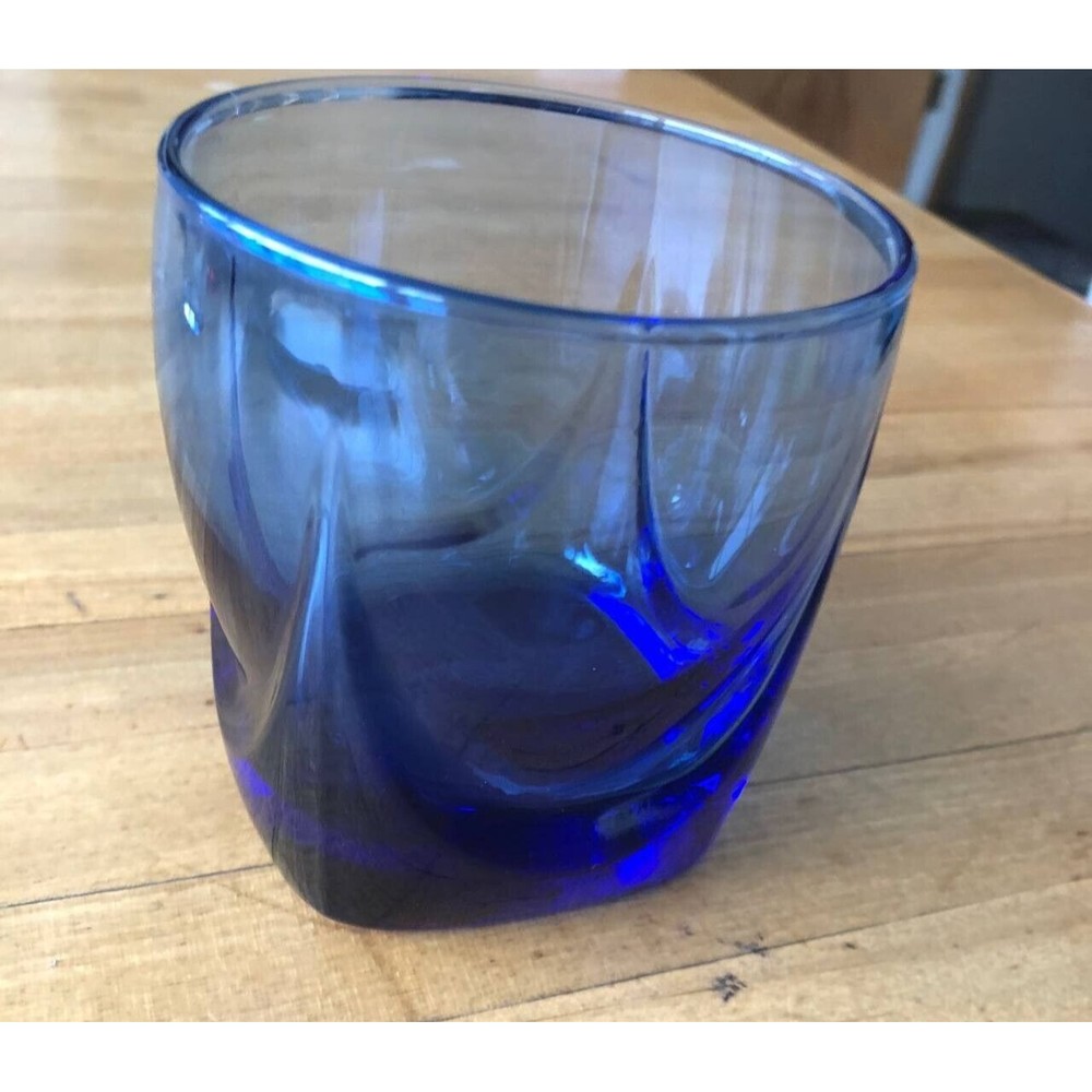 Vintage Libbey Cobalt Imperial Glass Clear Blue Gradient  Barware Cocktail Glass